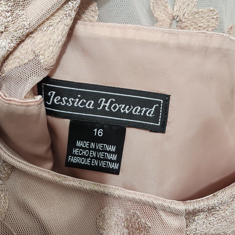 Jessica Howard Blush Pink Floral Lace Midi Dress Size 16 - Picture 8 of 9